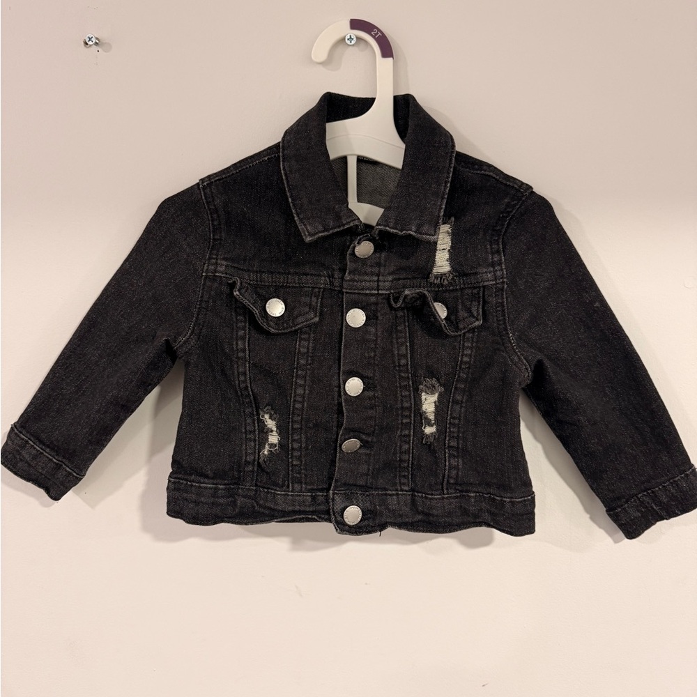 2pc Stylish Black and Red Denim Toddler Jacket